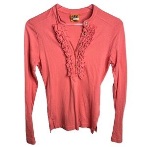 tory Burch, long sleeve ruffle, half button up blouse